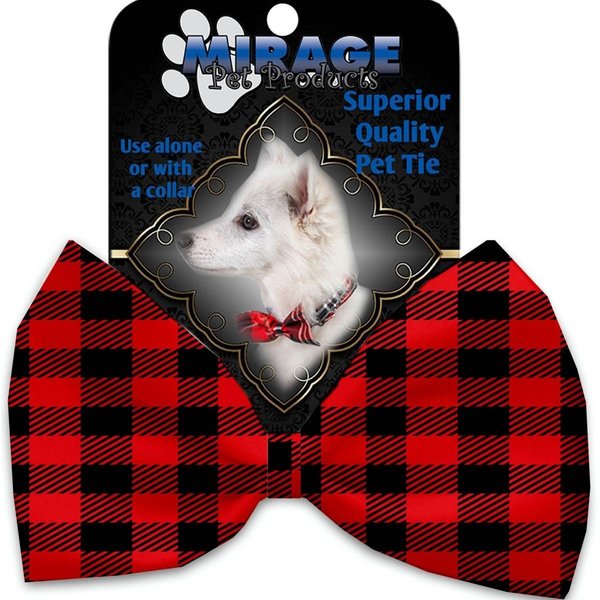 Mirage Pet Products Red Buffalo Check Pet Bow Tie Collar Accessory with Cloth Hook & Eye 1301-VBT